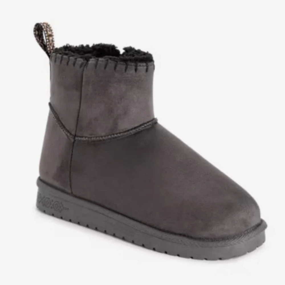 Muk Luks‎ Tatum bootie Women's Size 11 Dark Gray Faux Suede Cozy Winter Boots